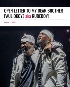 Peter Okoye open leter to Paul