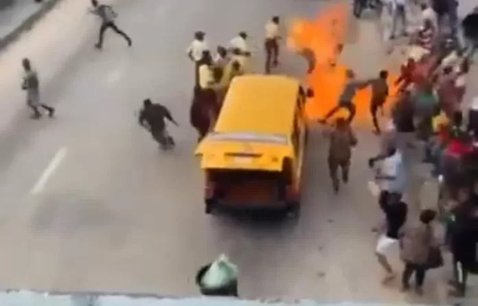 Bus Driver Sets Vehicle, LASTMA Officials On Fire To Evade Arrest